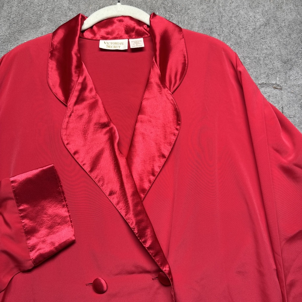 Vintage Victoria's Secret Gold Label Red Satin Pajama Top Small Lounge Sleepwear